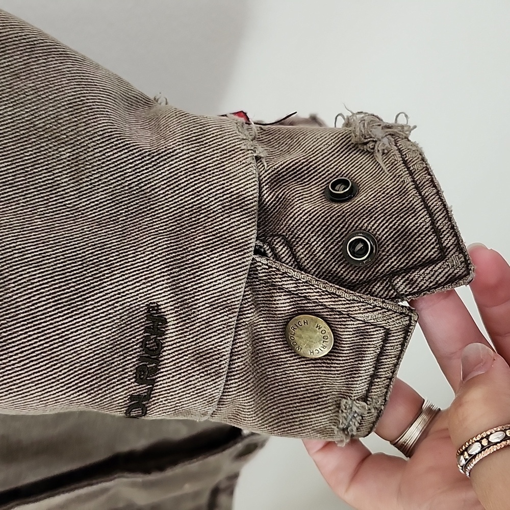 Woolrich utility sherpa lined hooded jacket olive green thrashed distressed smal - Picture 12 of 14